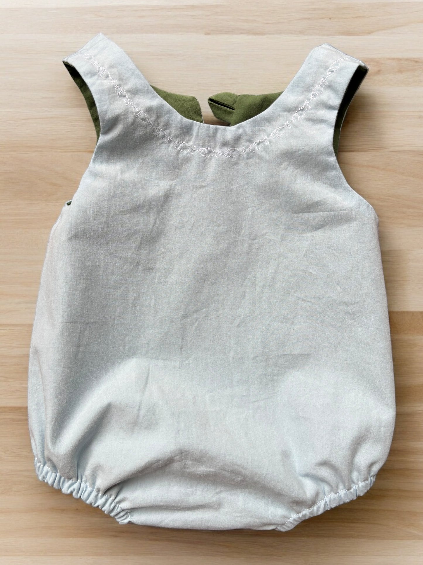 Organic cotton baby romper blue