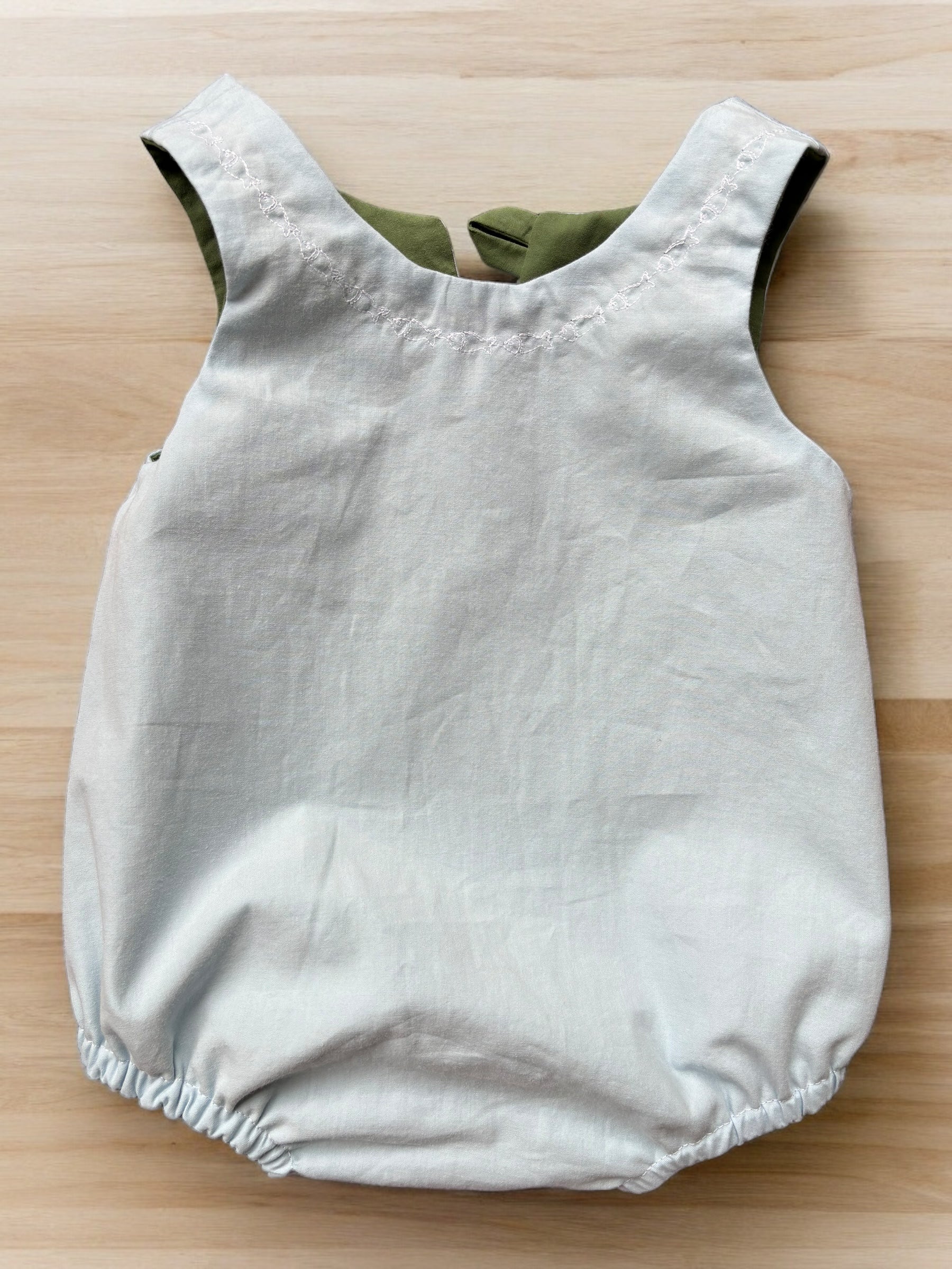 Organic cotton baby romper blue