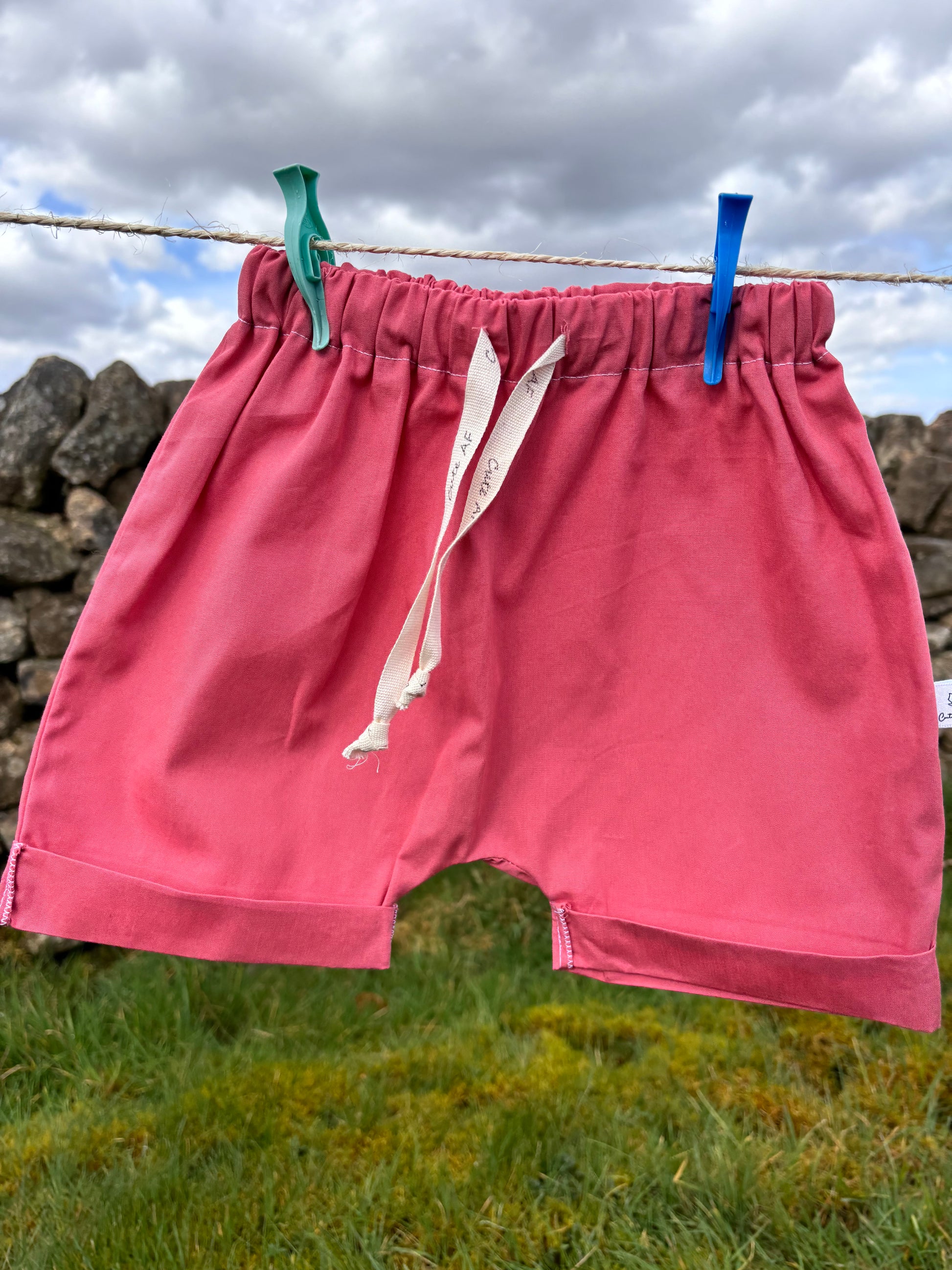 Organic cotton baby shorts pink
