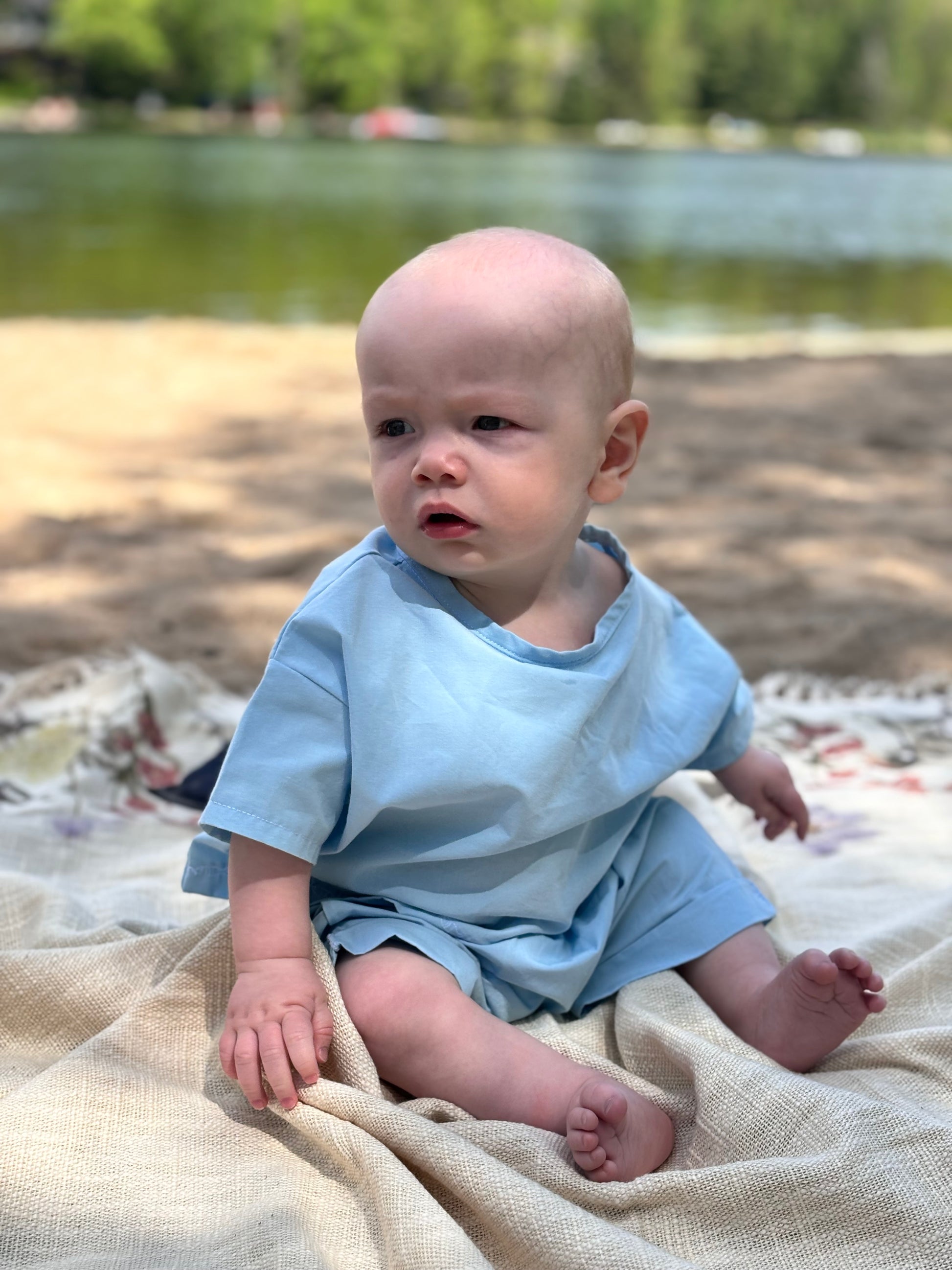 Organic cotton baby shirt blue