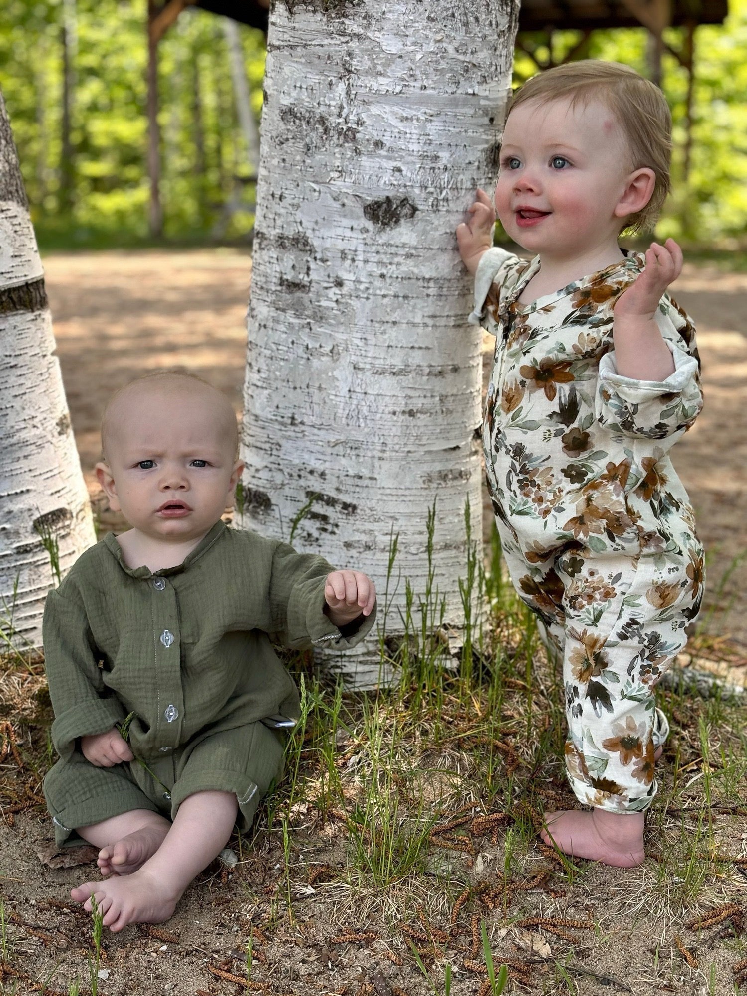 Organic cotton baby jumpsuit green