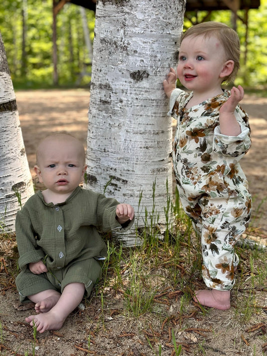 Organic cotton baby jumpsuit green
