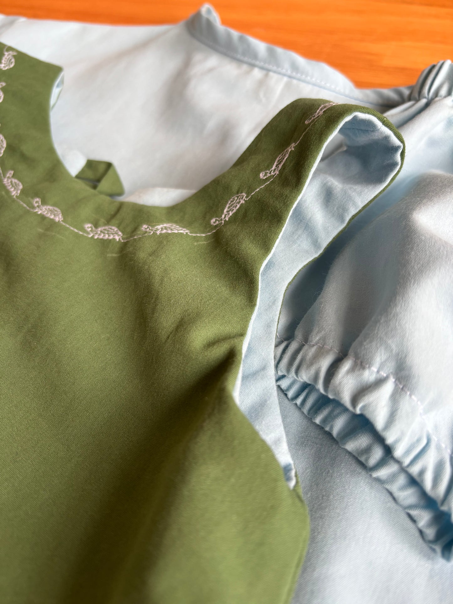 Organic cotton baby romper blue