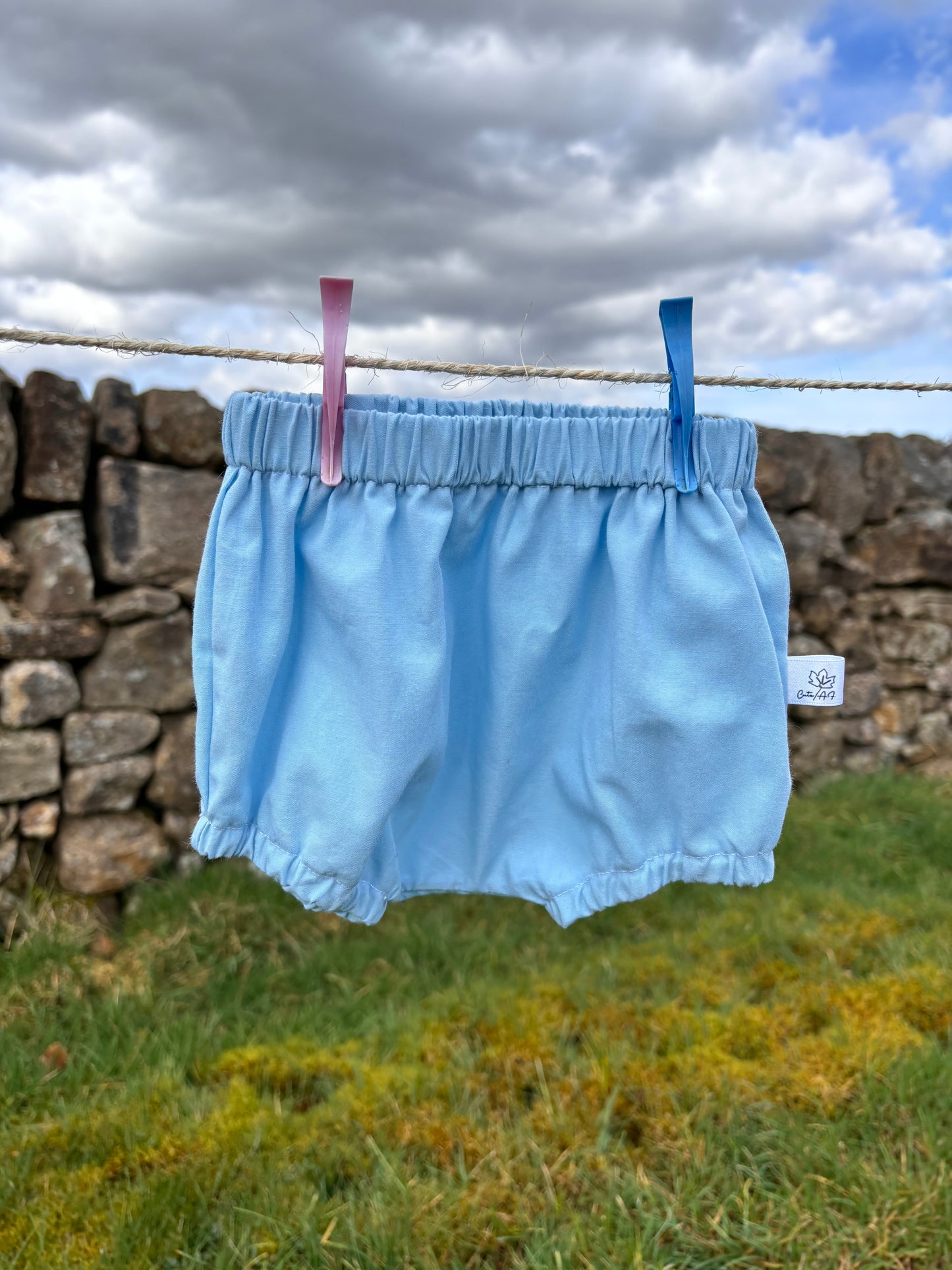 Organic cotton baby bloomers blue