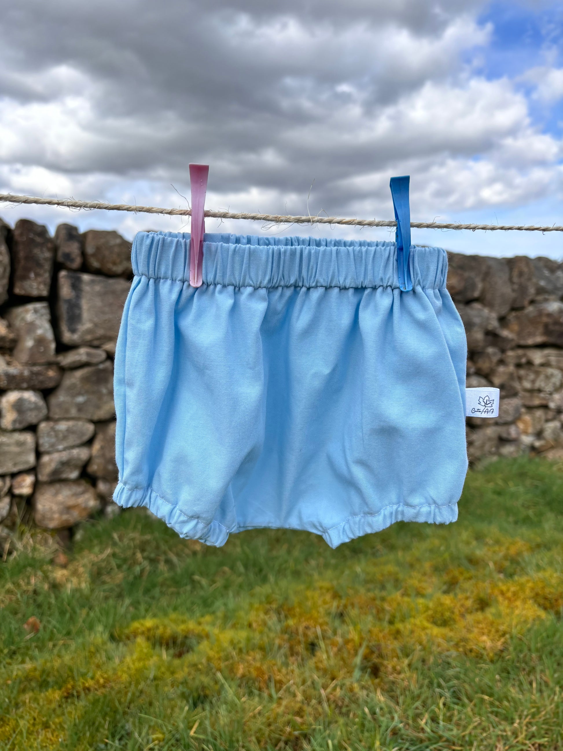 Organic cotton baby bloomers blue