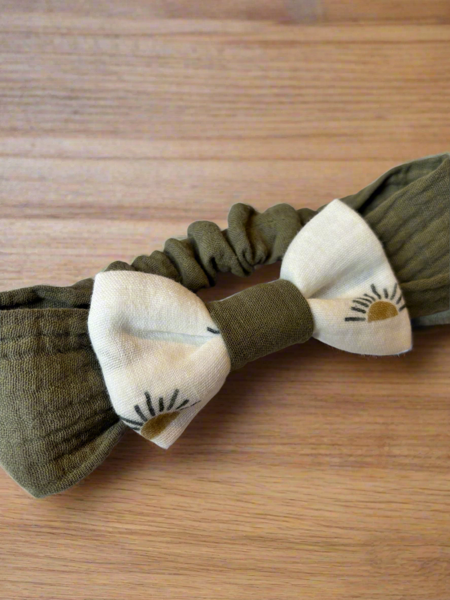 Organic cotton baby headband green
