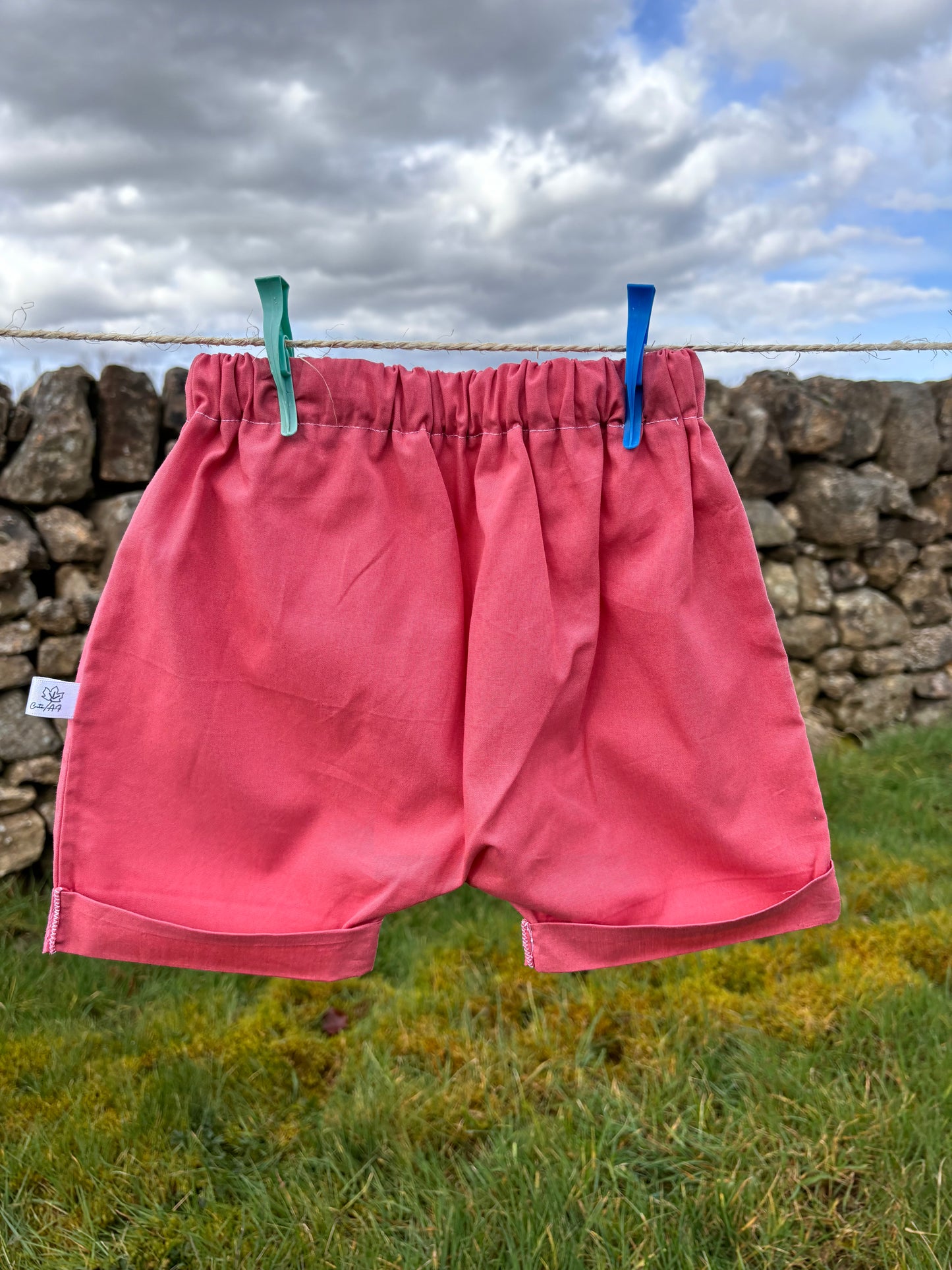 Organic cotton baby shorts pink