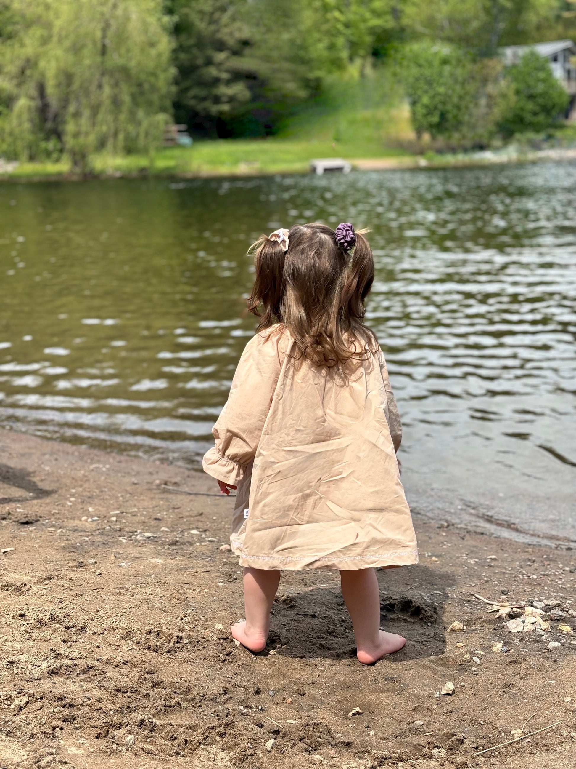 Organic cotton baby dress beige