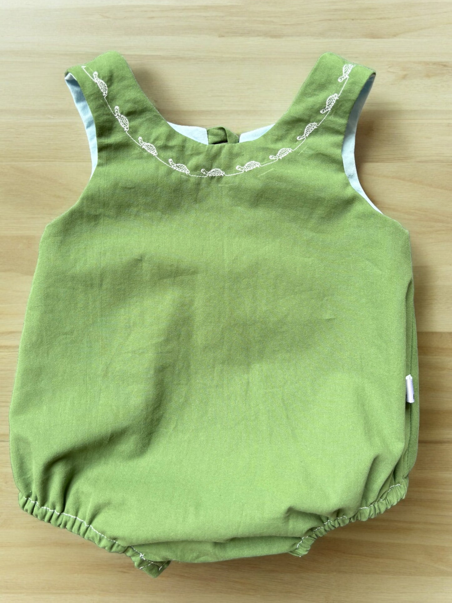Organic cotton baby romper green