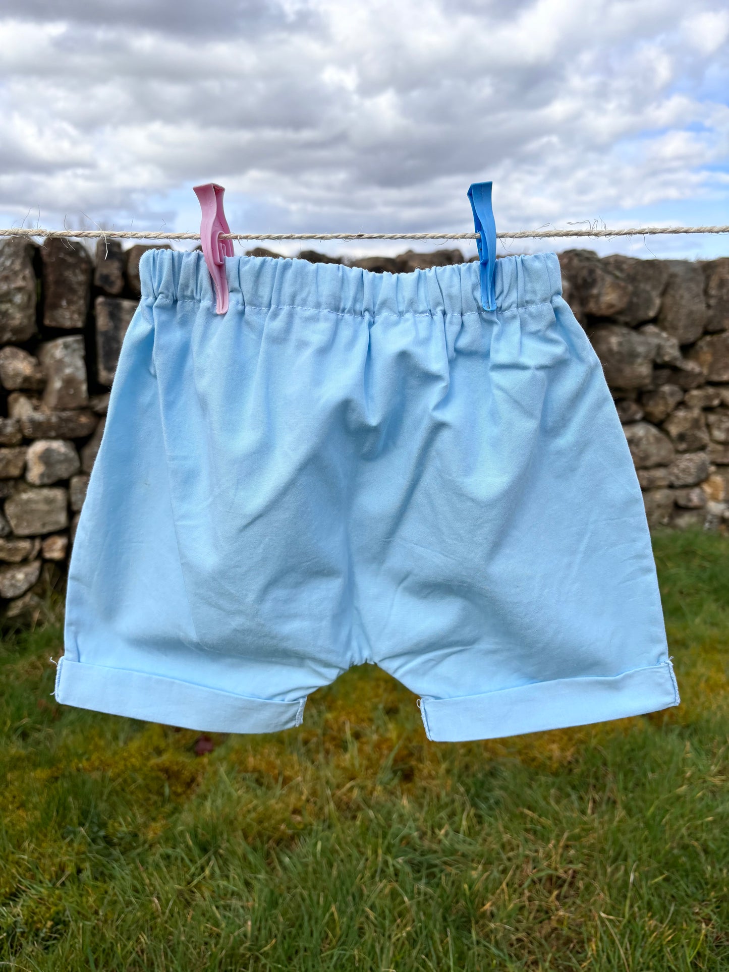 Organic cotton baby shorts blue