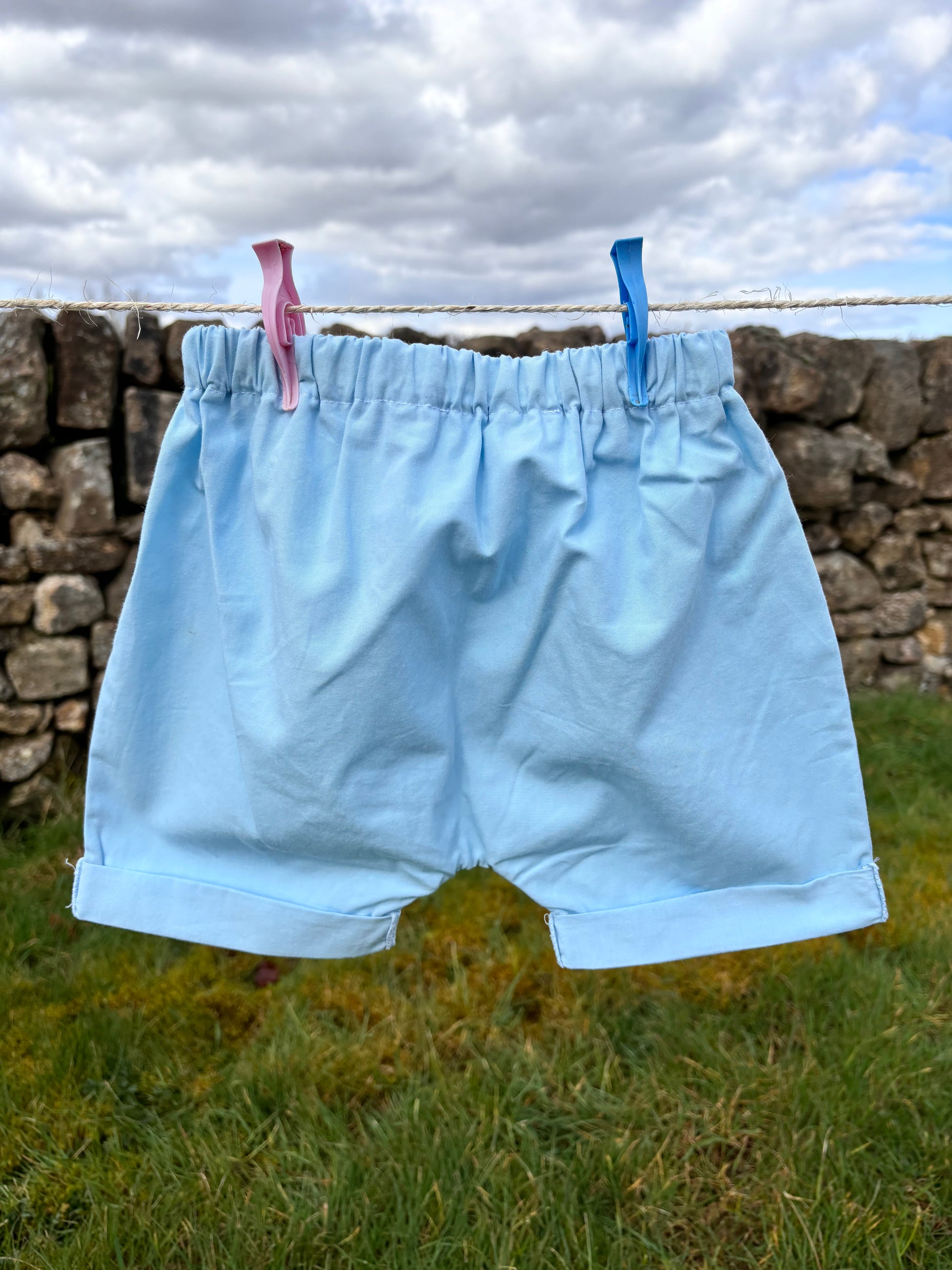 Organic cotton baby shorts blue