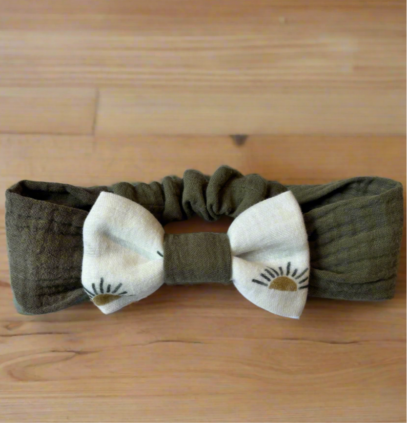 Organic cotton baby headband green