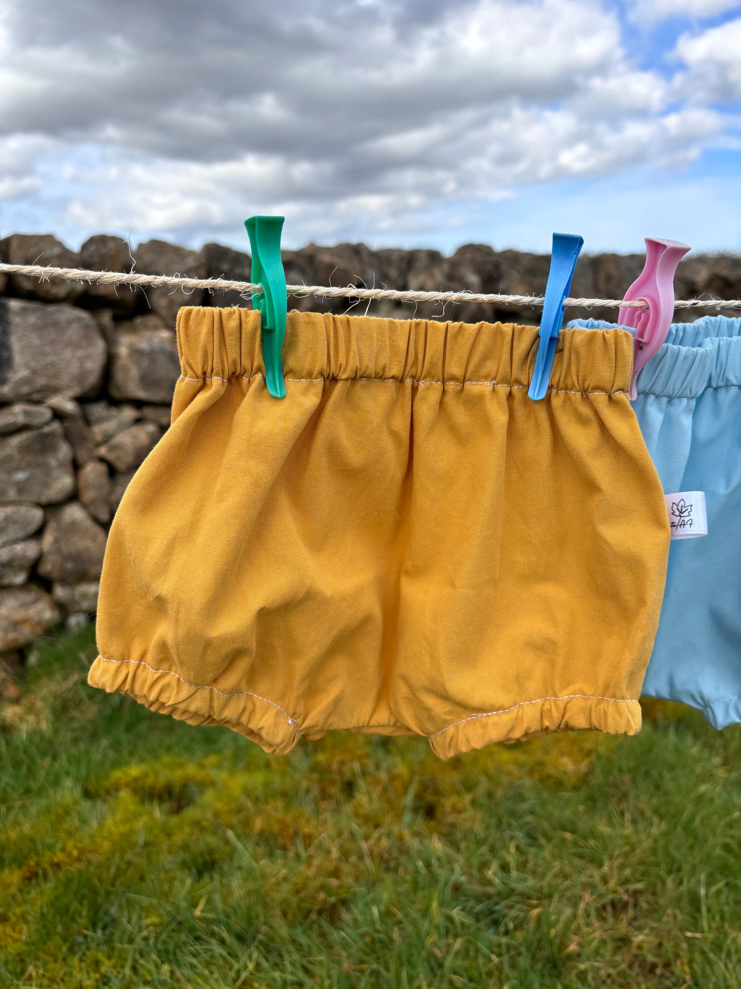 Organic cotton baby bloomers yellow