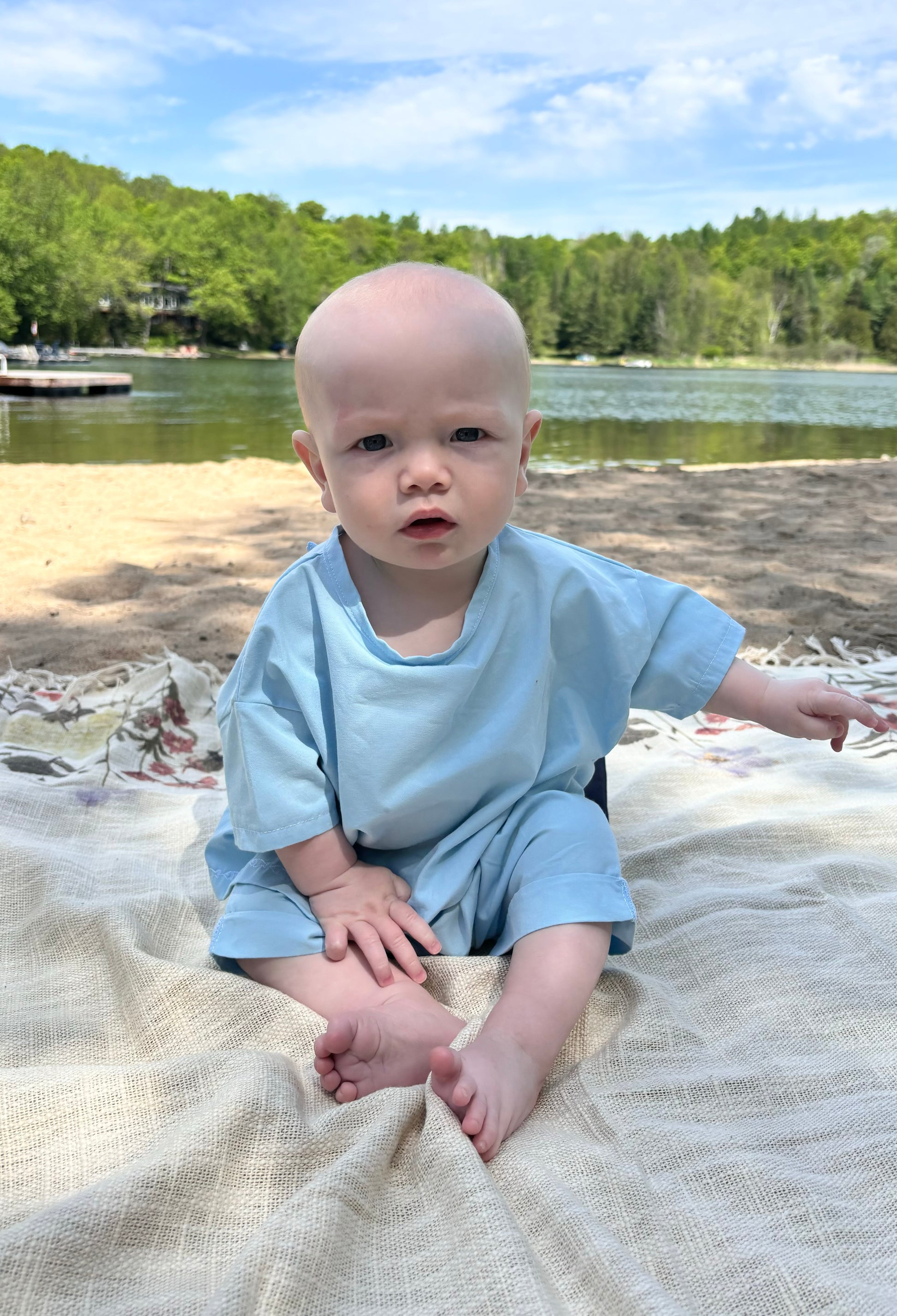 Organic cotton baby shorts blue