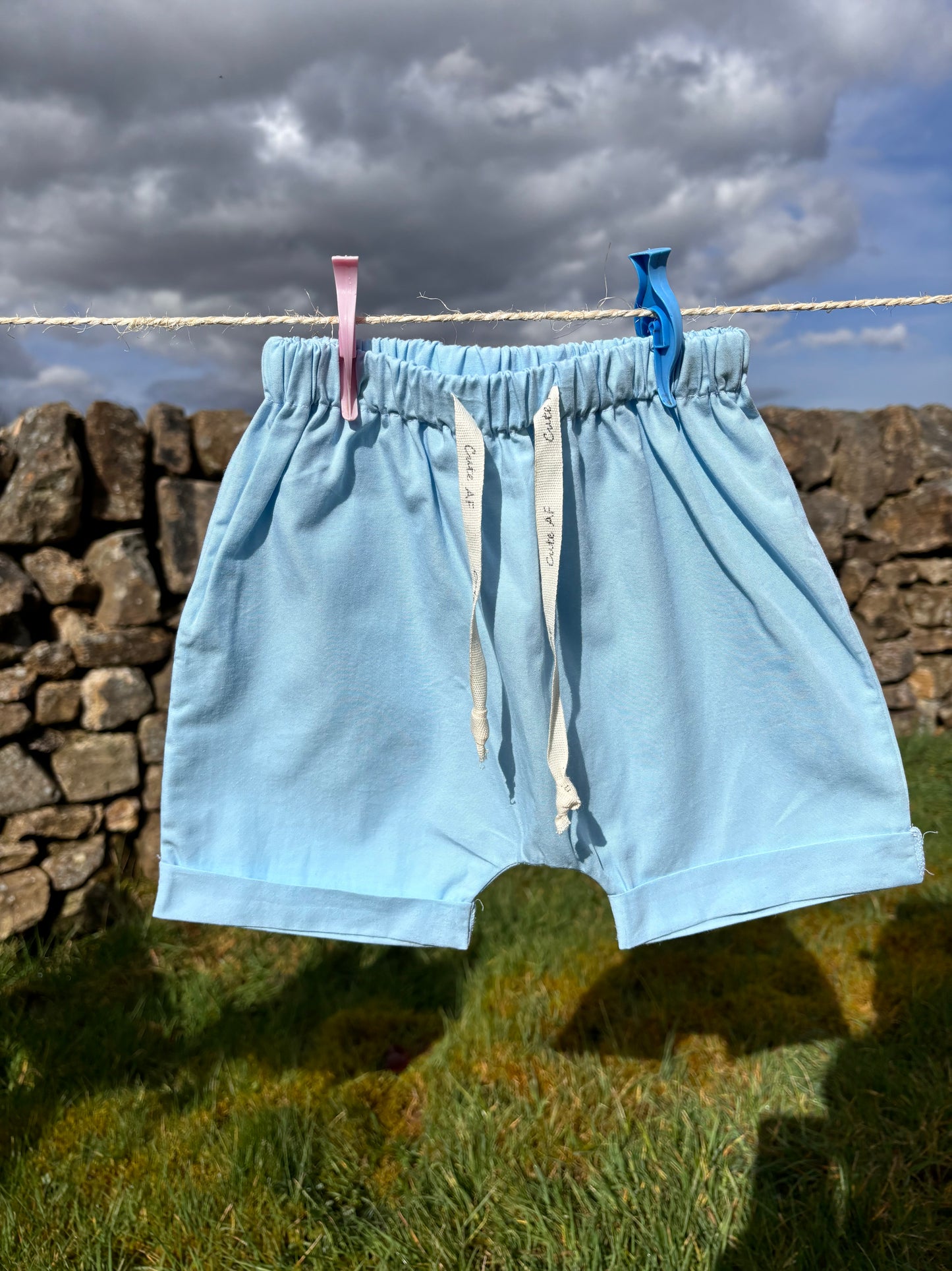 Organic cotton baby shorts blue