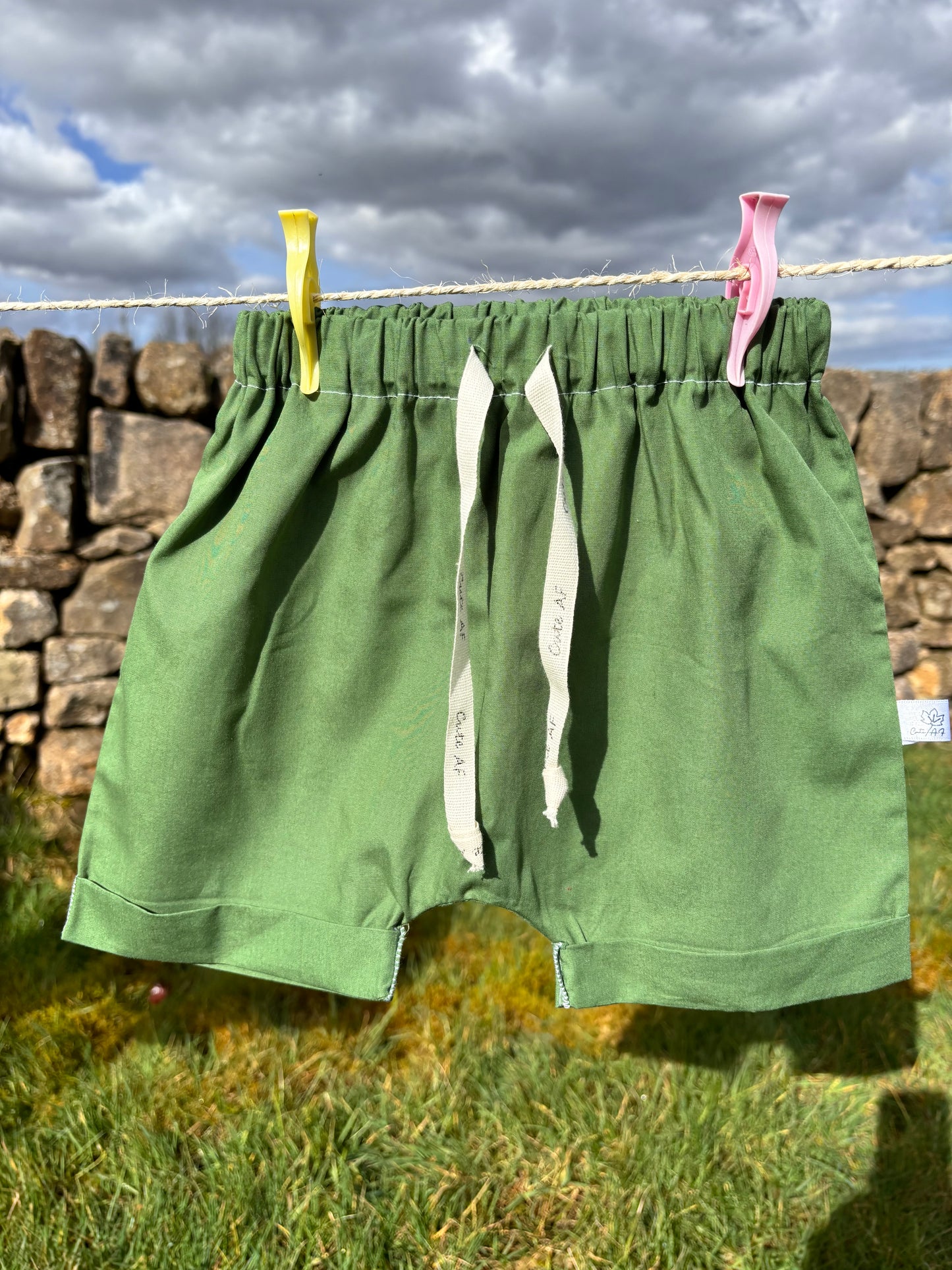 Organic cotton baby shorts green