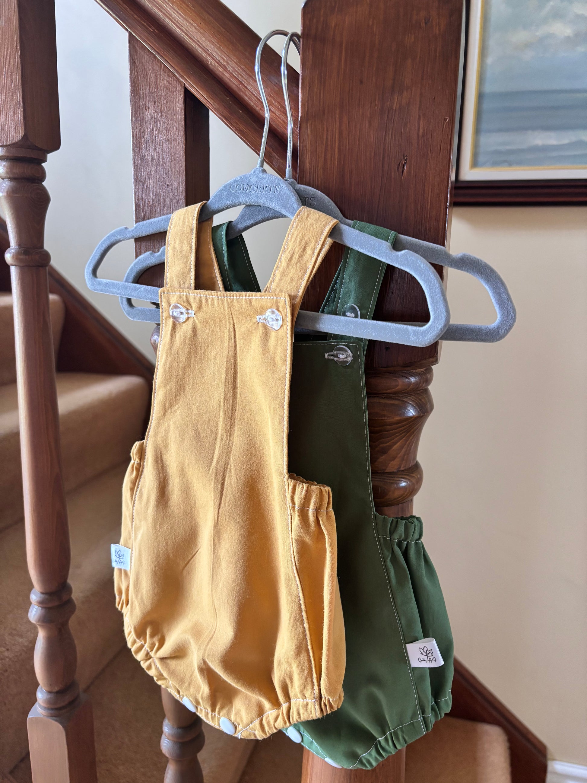 Yellow organic cotton baby romper 