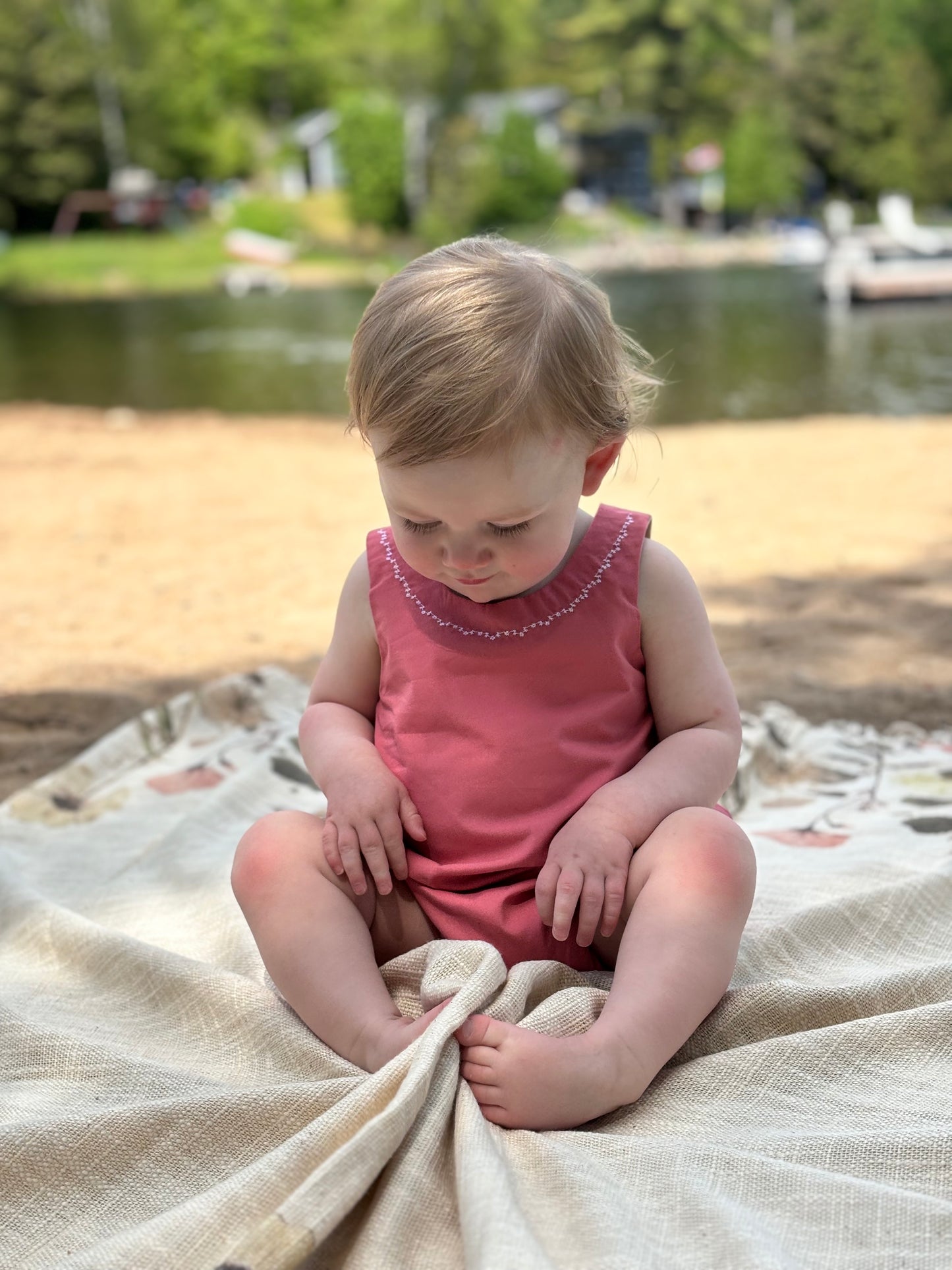 The Reversible Romper: Pink - Tan