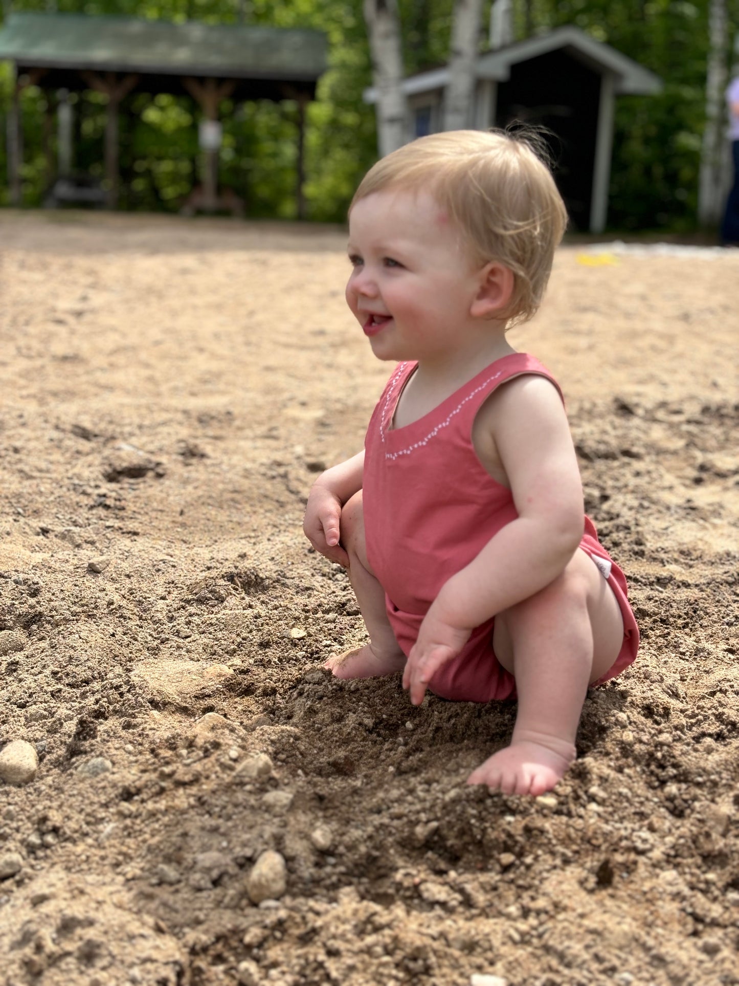 The Reversible Romper: Pink - Tan